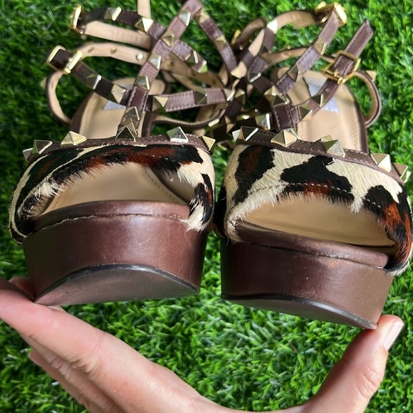 JORGE ALEX Leopard Print Gold Studded Calf Hair Heels size 38 EU/ US 7.5 women - Picture 10 of 12